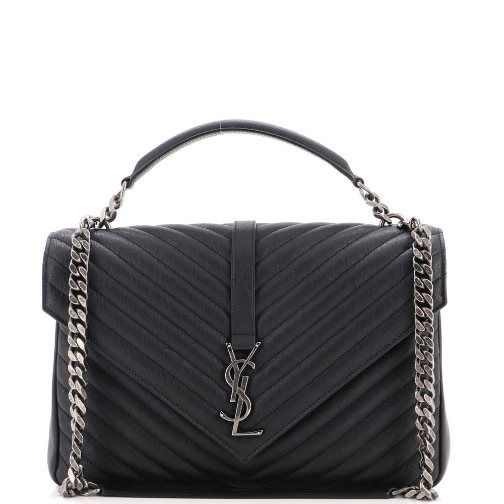 Saint Laurent Large Classic Monogram College Bag Matelasse Chevron Leather